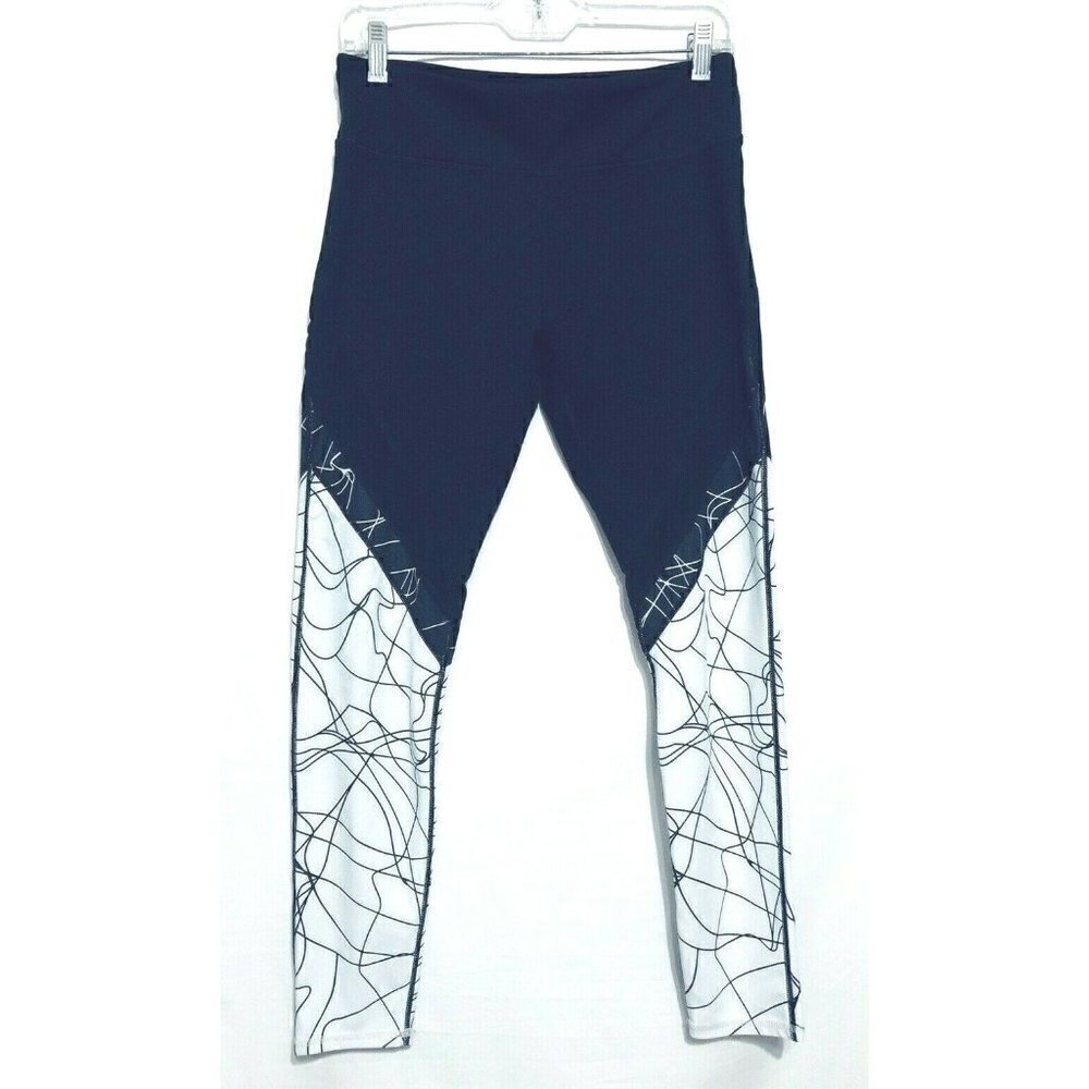 Fabletics Leggings Geometric Print Black White Stretch Womens Size XXS